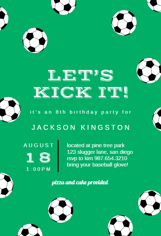 Soccer Birthday sports & games Invitation Template (Free) Greetings